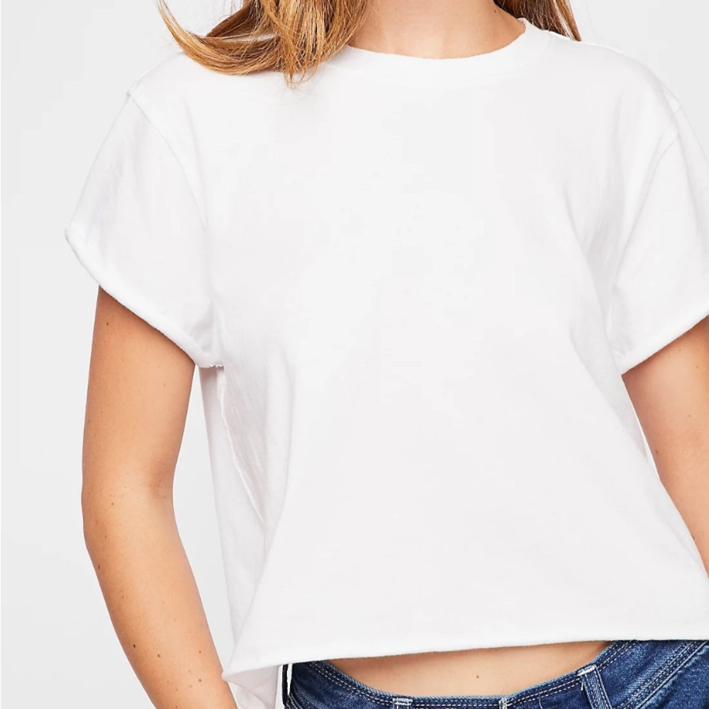 Free People white cropped tee